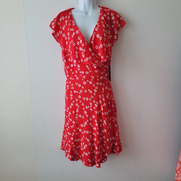 draper james rsvp women's flutter wrap dress size L floral reffed midi - Picture 1 of 9
